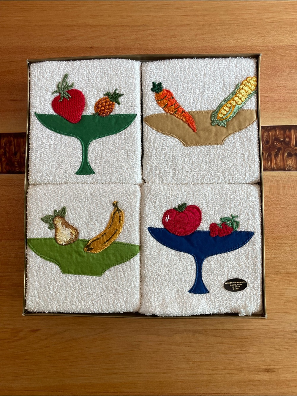 Vintage Abouchar embroidered kitchen towels-set of 4